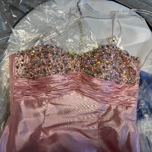 Shiny pink prom dress